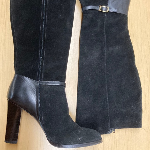 Banana Republic Black Leather High Heeled Boots Size 8.5 - Picture 1 of 6